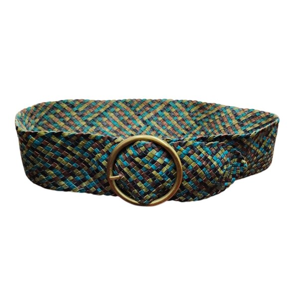 Kookai Wide Braided Belt Large Brass Oval Buckle EUC 38 " Waist - Picture 3 of 11